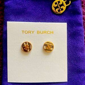 Tory Burch black white gold stud earrings